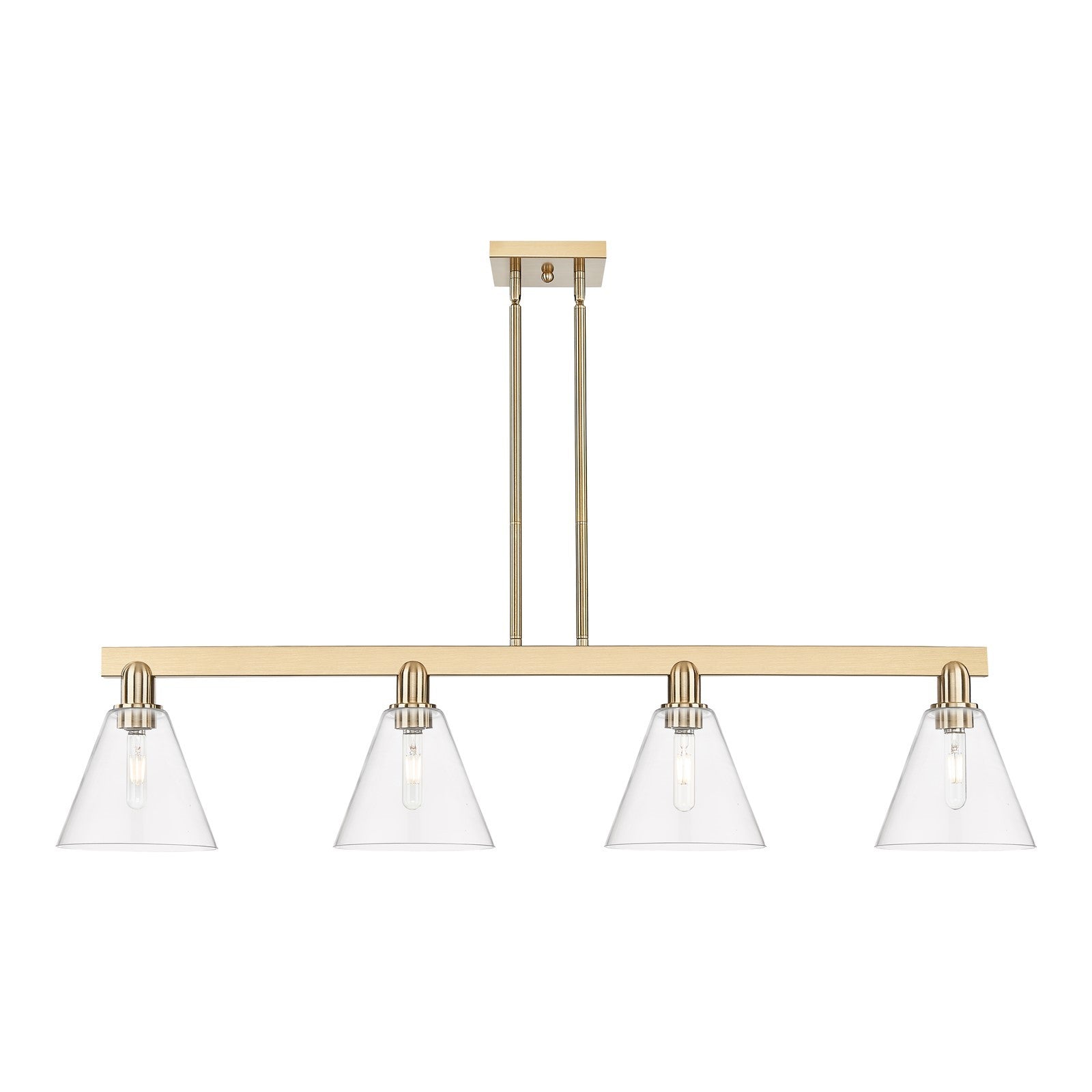 Innovations Berkshire Glass 51in 4-Light Island Light | Industrial Champagne Bronze Steel and Clear Glass | Kitchen Island & | Model 716-4I-CB-GBC-82
