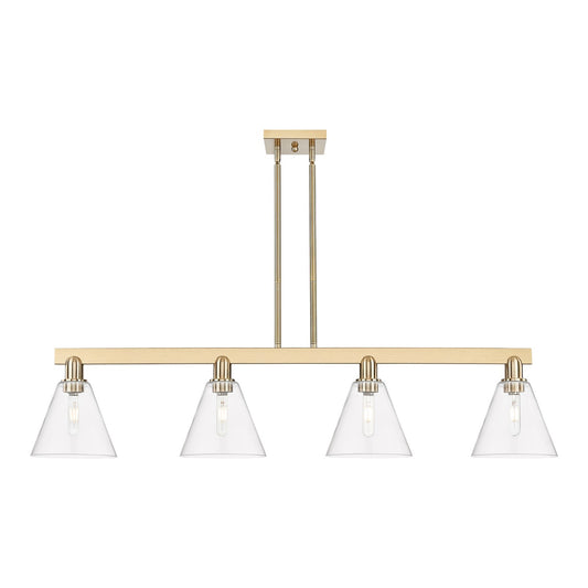 Innovations Berkshire Glass 51in 4-Light Island Light | Industrial Champagne Bronze Steel and Clear Glass | Kitchen Island & | Model 716-4I-CB-GBC-82