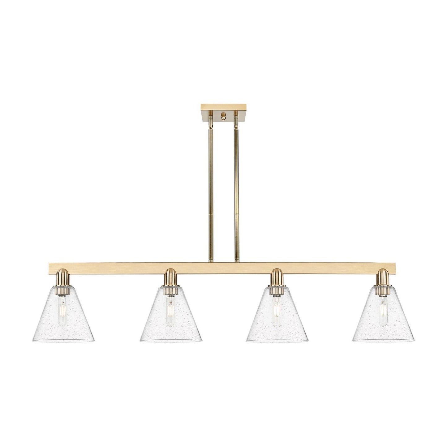 Innovations Berkshire Glass 51in 4-Light Island Light | Industrial Champagne Bronze Steel and Seedy Glass | Kitchen Island & | Model 716-4I-CB-GBC-84