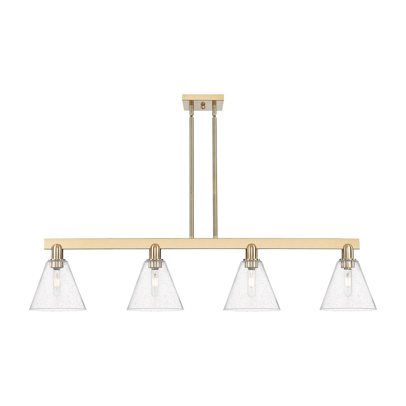 Innovations Berkshire Glass 51in 4-Light Island Light | Industrial Champagne Bronze Steel and Seedy Glass | Kitchen Island & | Model 716-4I-CB-GBC-84