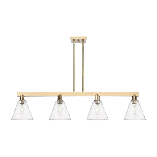 Innovations Berkshire Glass 51in 4-Light Island Light | Industrial Champagne Bronze Steel and Seedy Glass | Kitchen Island & | Model 716-4I-CB-GBC-84