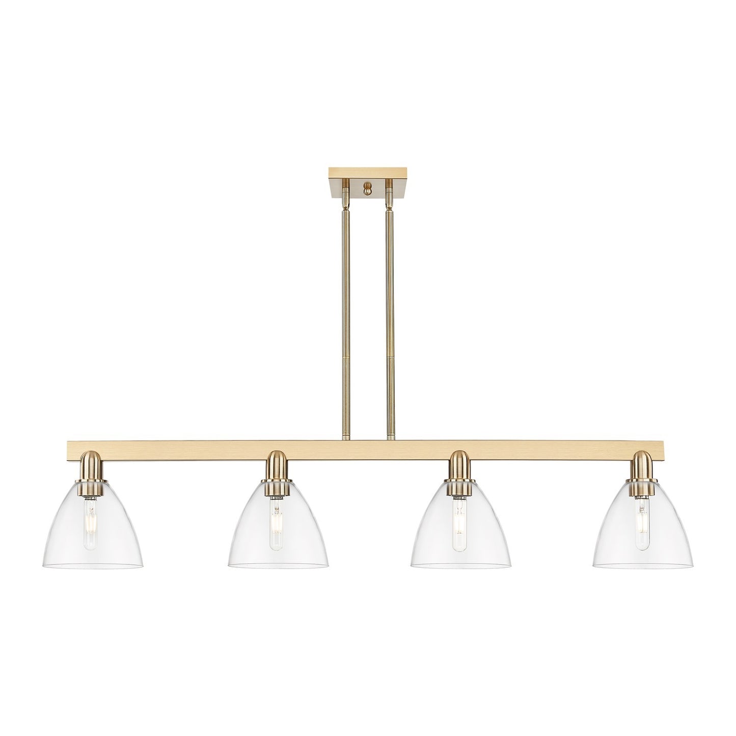 Innovations Bristol 50in 4-Light Island Light | Industrial Champagne Bronze Steel and Clear Glass | Kitchen Island & Dining Room | Model 716-4I-CB-GBD-752