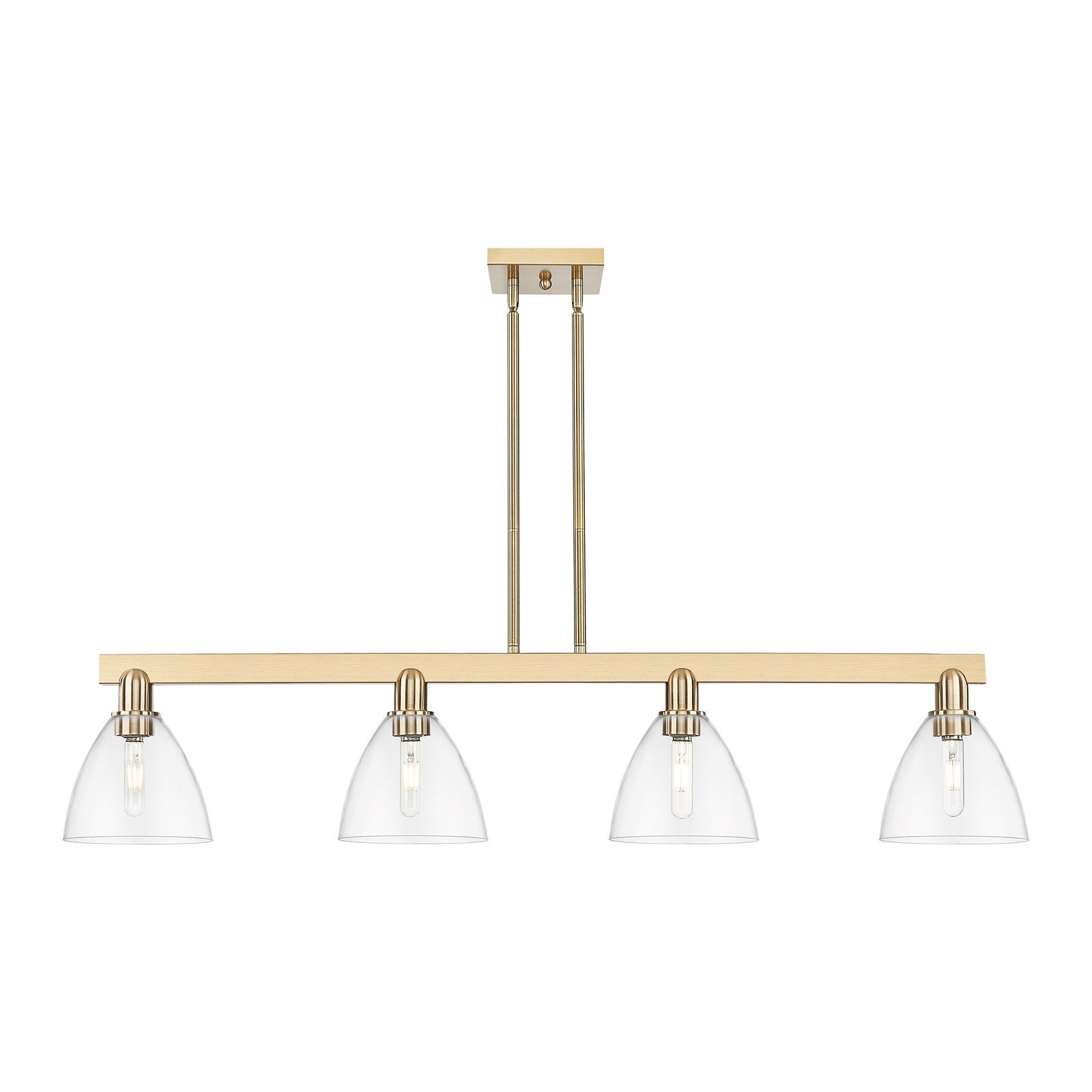Innovations Bristol 50in 4-Light Island Light | Industrial Champagne Bronze Steel and Clear Glass | Kitchen Island & Dining Room | Model 716-4I-CB-GBD-752