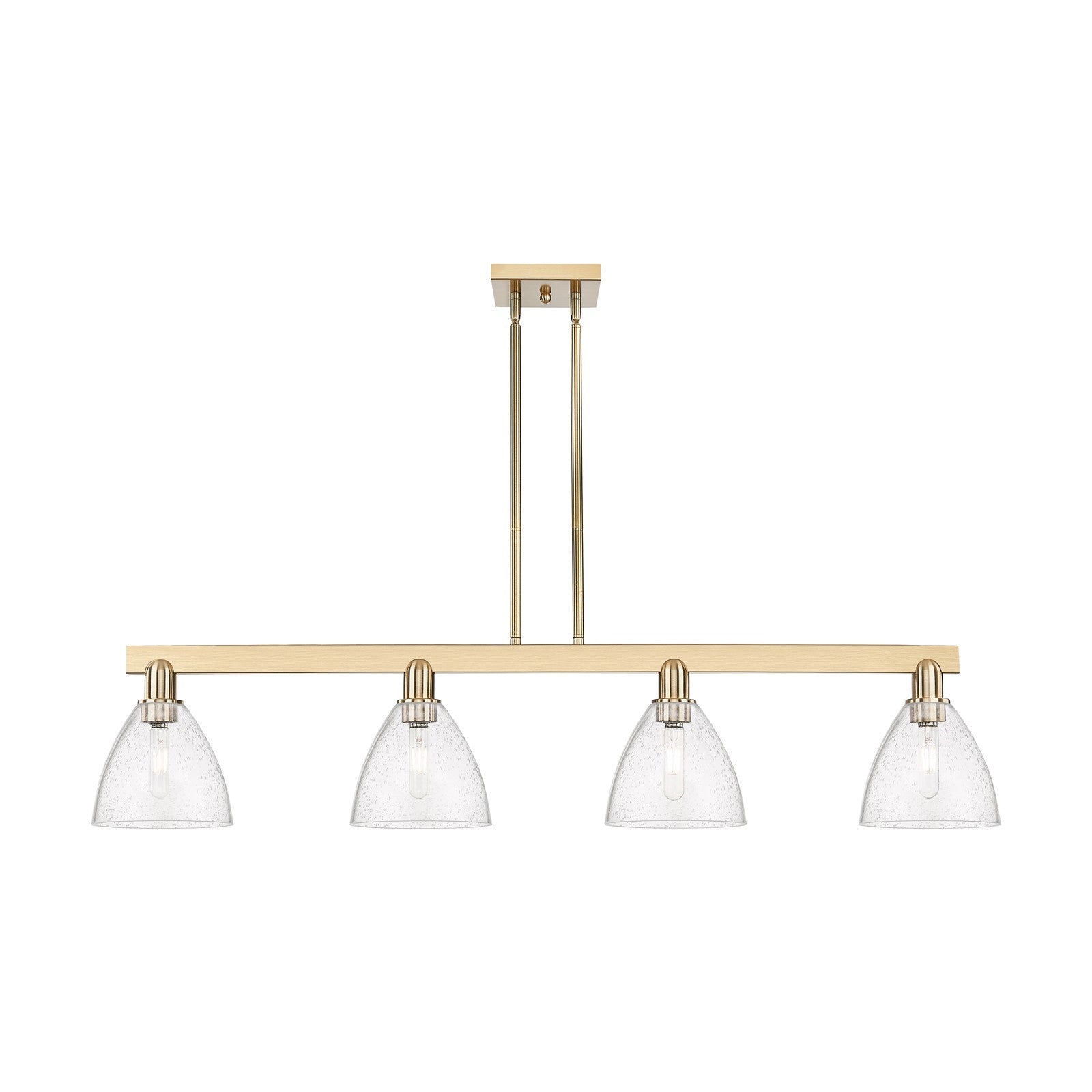 Innovations Bristol 50in 4-Light Island Light | Industrial Champagne Bronze Steel and Seedy Glass | Kitchen Island & Dining Room | Model 716-4I-CB-GBD-754