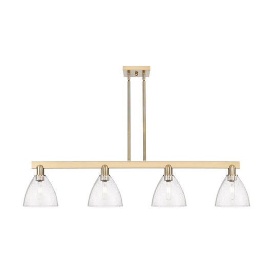 Innovations Bristol 50in 4-Light Island Light | Industrial Champagne Bronze Steel and Seedy Glass | Kitchen Island & Dining Room | Model 716-4I-CB-GBD-754