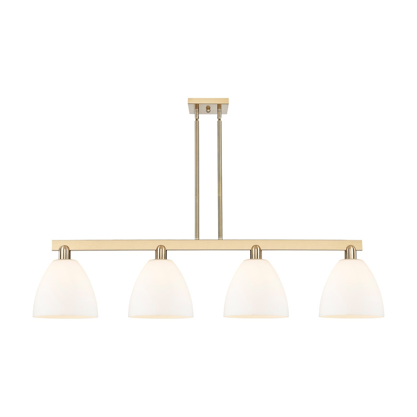 Innovations Bristol 52in 4-Light Island Light | Industrial Champagne Bronze Steel and Matte White Glass | Kitchen Island & Dining | Model 716-4I-CB-GBD-91