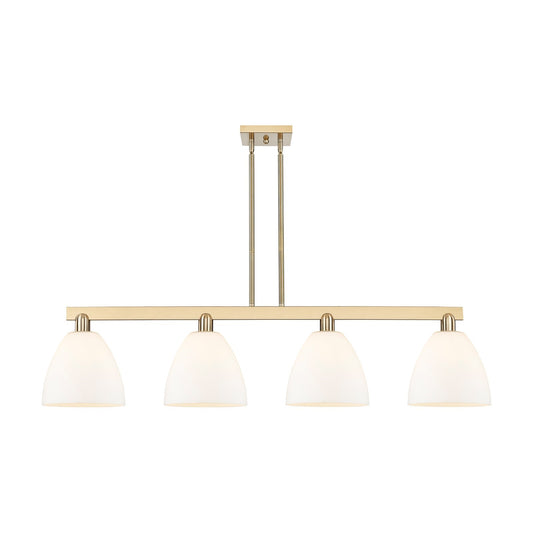 Innovations Bristol 52in 4-Light Island Light | Industrial Champagne Bronze Steel and Matte White Glass | Kitchen Island & Dining | Model 716-4I-CB-GBD-91