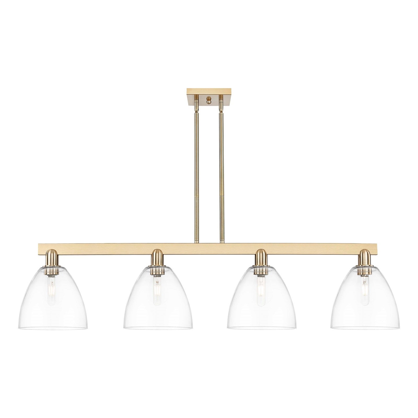 Innovations Bristol 52in 4-Light Island Light | Industrial Champagne Bronze Steel and Clear Glass | Kitchen Island & Dining Room | Model 716-4I-CB-GBD-92