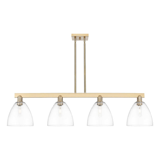 Innovations Bristol 52in 4-Light Island Light | Industrial Champagne Bronze Steel and Clear Glass | Kitchen Island & Dining Room | Model 716-4I-CB-GBD-92