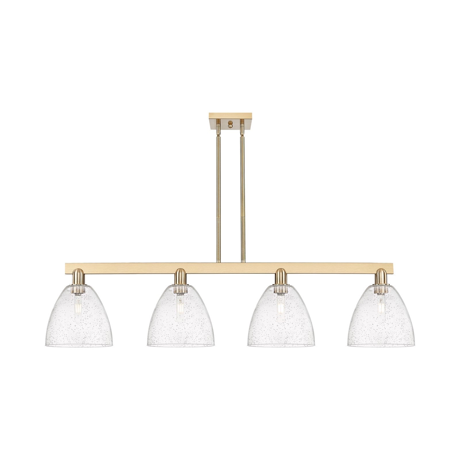 Innovations Bristol 52in 4-Light Island Light | Industrial Champagne Bronze Steel and Seedy Glass | Kitchen Island & Dining Room | Model 716-4I-CB-GBD-94