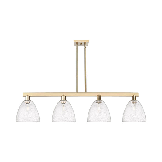 Innovations Bristol 52in 4-Light Island Light | Industrial Champagne Bronze Steel and Seedy Glass | Kitchen Island & Dining Room | Model 716-4I-CB-GBD-94