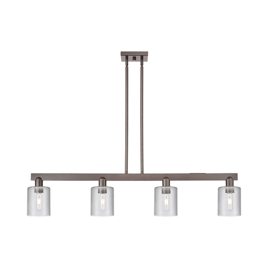 Innovations Cobbleskill 48in 4-Light Island Light | Industrial Oil Rubbed Bronze Steel and Clear Glass | Kitchen Island & Dining | Model 716-4I-OB-G112
