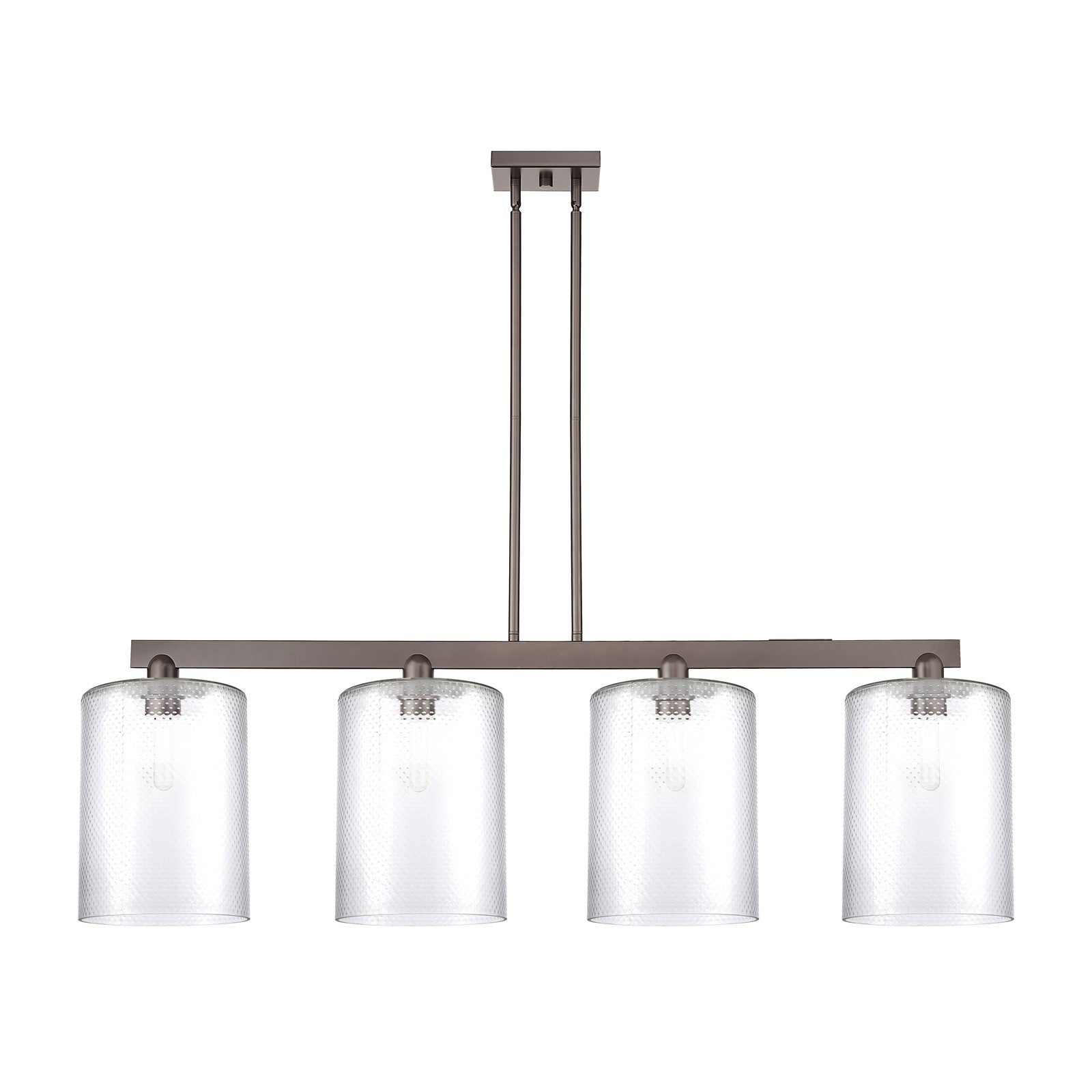 Innovations Cobbleskill 52in 4-Light Island Light | Industrial Oil Rubbed Bronze Steel and Clear Glass | Kitchen Island | Model 716-4I-OB-G112-L