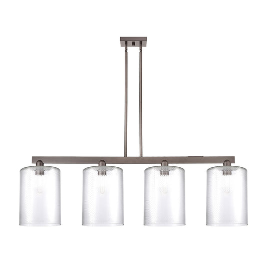 Innovations Cobbleskill 52in 4-Light Island Light | Industrial Oil Rubbed Bronze Steel and Clear Glass | Kitchen Island | Model 716-4I-OB-G112-L
