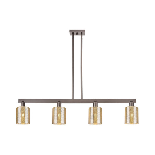 Innovations Cobbleskill 48in 4-Light Island Light | Industrial Oil Rubbed Bronze Steel and Mercury Glass | Kitchen Island & Dining | Model 716-4I-OB-G116