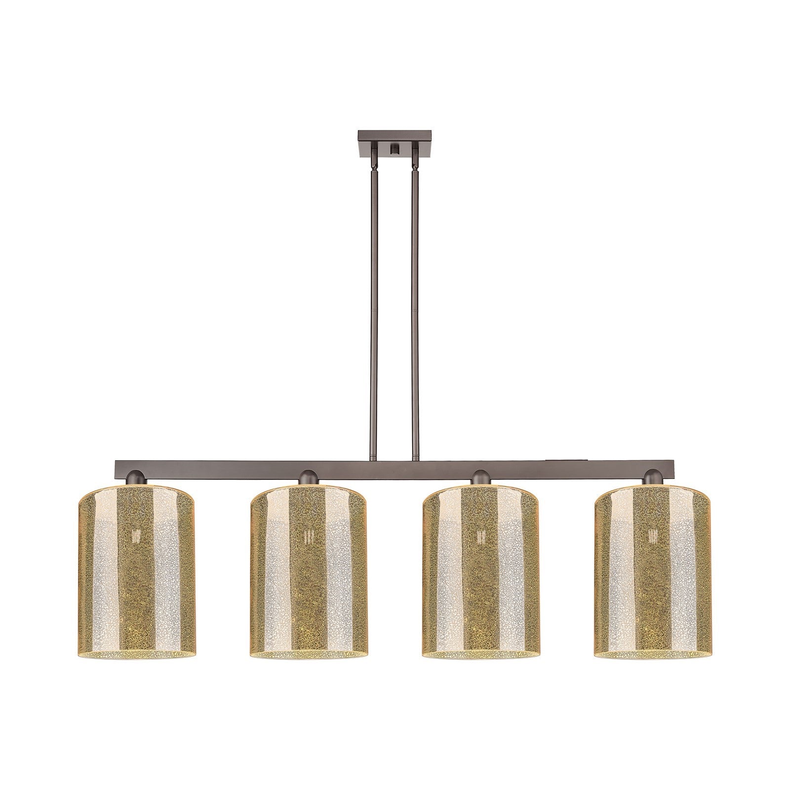 Innovations Cobbleskill 52in 4-Light Island Light | Industrial Oil Rubbed Bronze Steel and Mercury Glass | Kitchen Island & | Model 716-4I-OB-G116-L