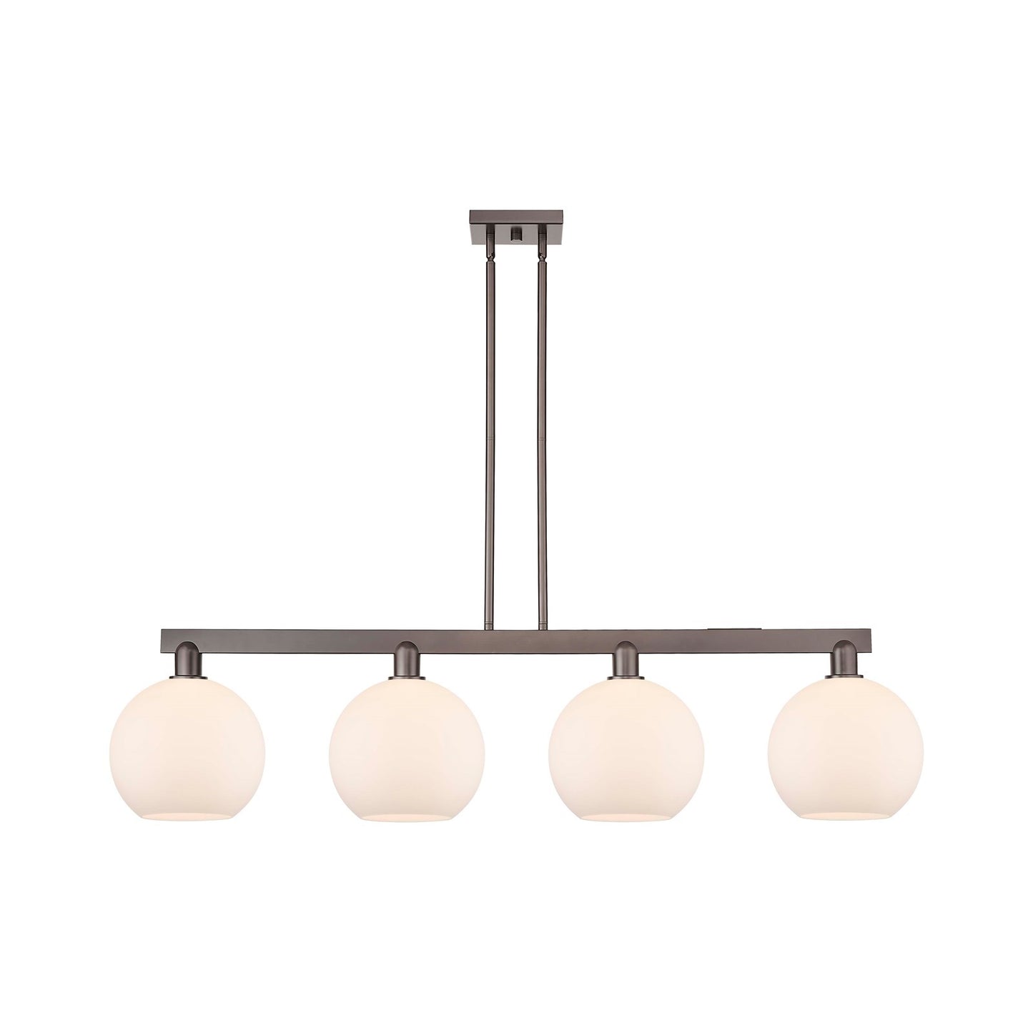 Innovations Athens 53in 4-Light Island Light | Industrial Oil Rubbed Bronze Steel and Matte White Glass | Kitchen Island & | Model 716-4I-OB-G121-10