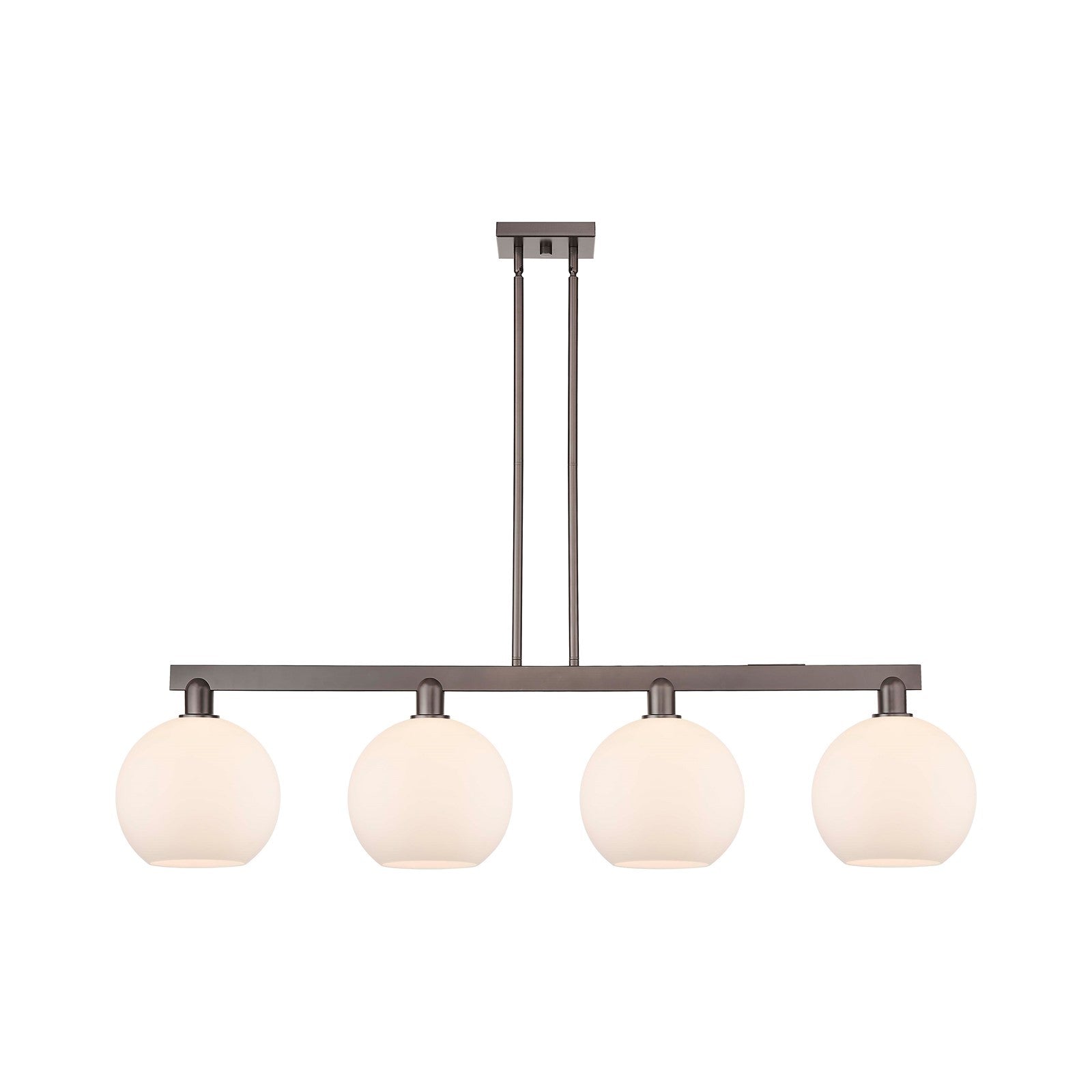 Innovations Athens 53in 4-Light Island Light | Industrial Oil Rubbed Bronze Steel and Matte White Glass | Kitchen Island & | Model 716-4I-OB-G121-10