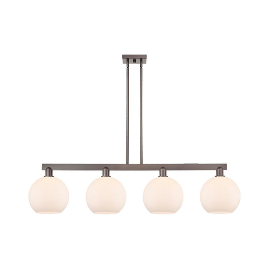 Innovations Athens 53in 4-Light Island Light | Industrial Oil Rubbed Bronze Steel and Matte White Glass | Kitchen Island & | Model 716-4I-OB-G121-10