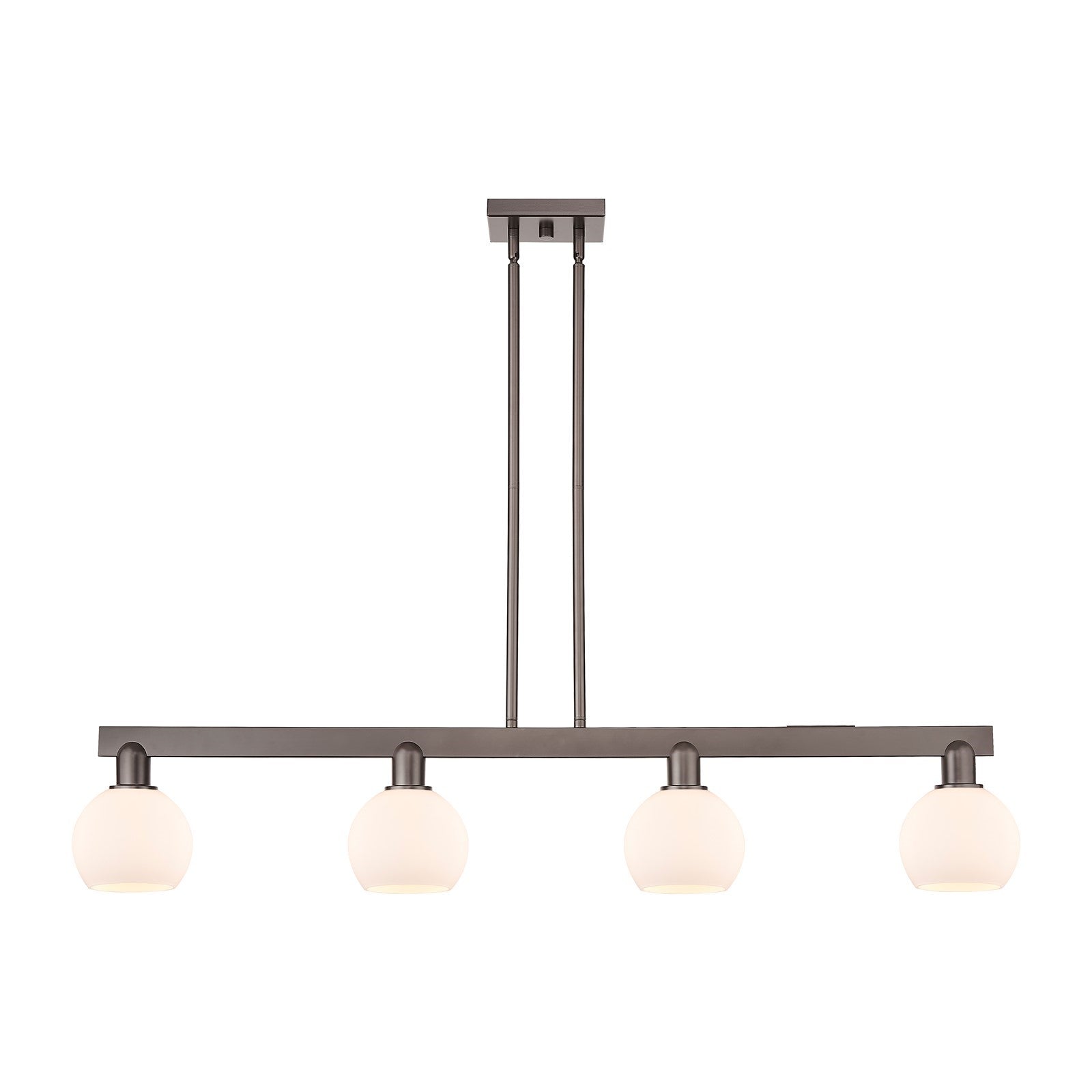 Innovations Athens 49in 4-Light Island Light | Industrial Oil Rubbed Bronze and Matte White Glass | Kitchen Island & Dining Room | Model 716-4I-OB-G121-6