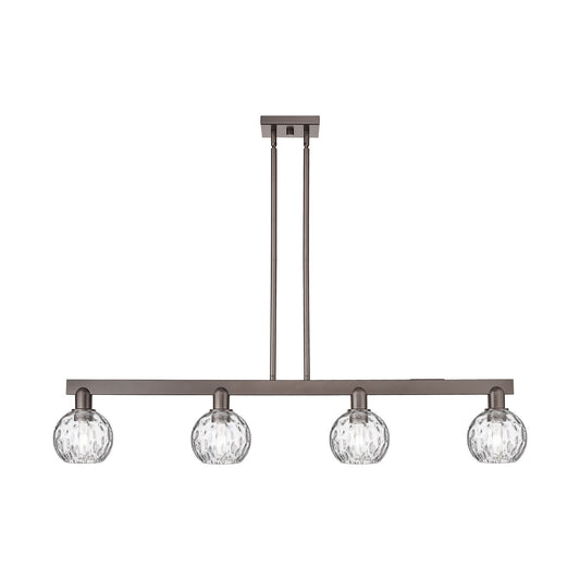 Innovations Athens Water Glass 49in 4-Light Island Light | Industrial Oil Rubbed Bronze and Clear Glass | Kitchen Island | Model 716-4I-OB-G1215-6