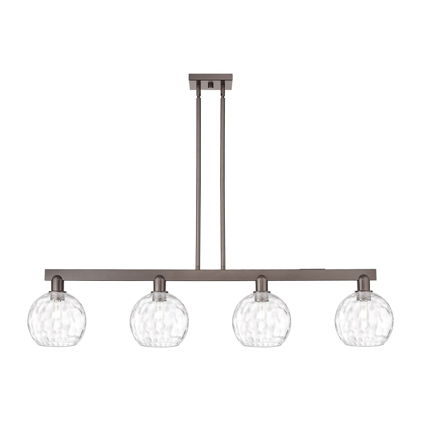 Innovations Athens Water Glass 51in 4-Light Island Light | Industrial Oil Rubbed Bronze and Clear Glass | Kitchen Island & | Model 716-4I-OB-G1215-8