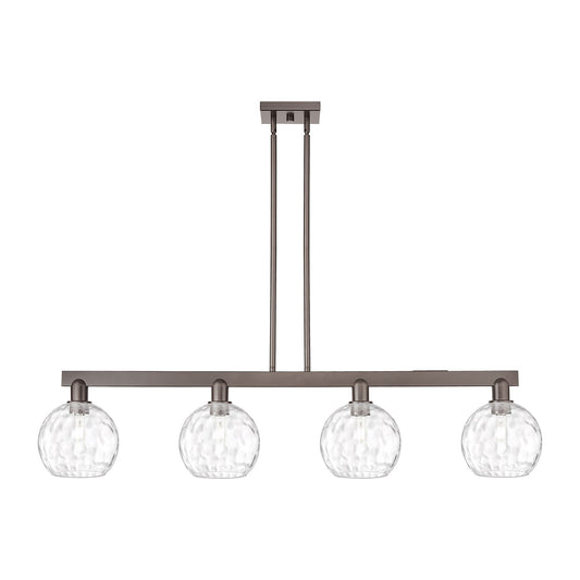 Innovations Athens Water Glass 51in 4-Light Island Light | Industrial Oil Rubbed Bronze and Clear Glass | Kitchen Island & | Model 716-4I-OB-G1215-8