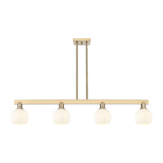 Innovations Lighting Arcadia 49in 4-Light Island Light | Industrial Oil Rubbed Bronze and White Venetian Glass | Kitchen | Model 716-4I-OB-G1217-6WV