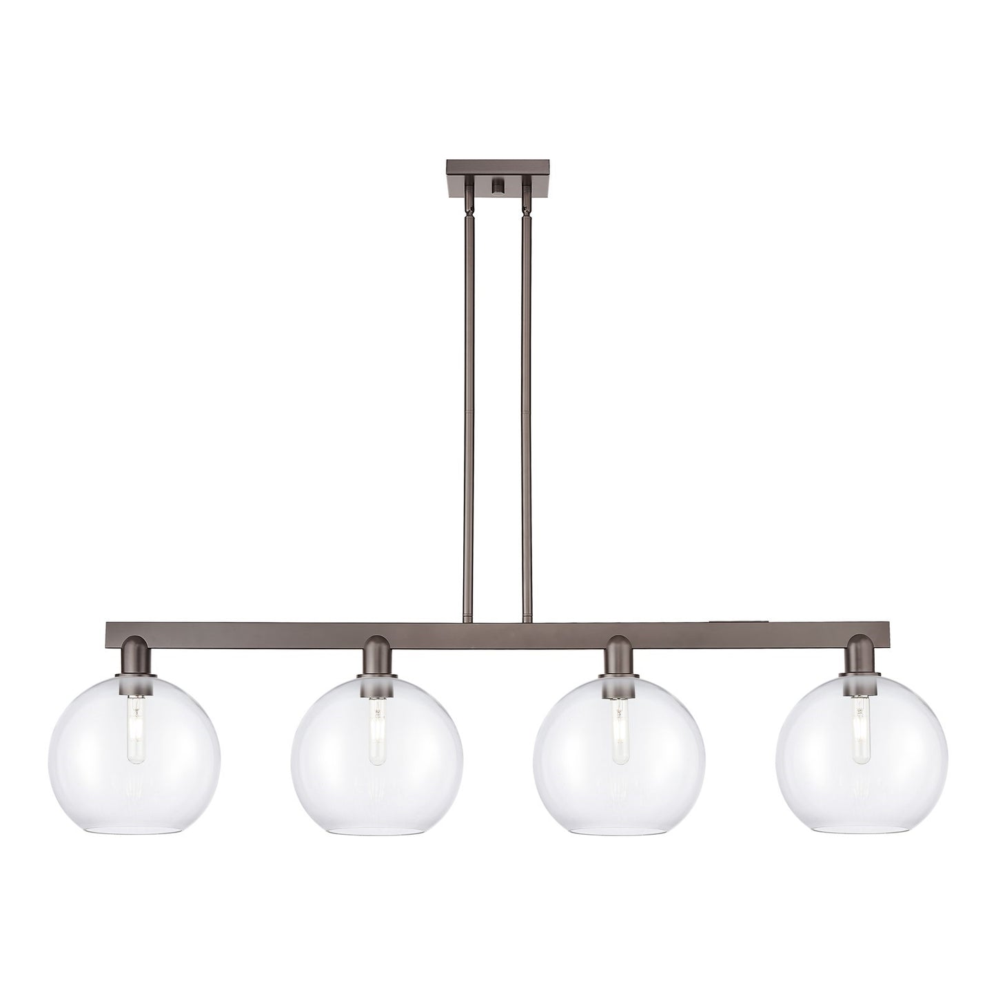 Innovations Athens 53in 4-Light Island Light | Industrial Oil Rubbed Bronze Steel and Clear Glass | Kitchen Island & Dining Room | Model 716-4I-OB-G122-10