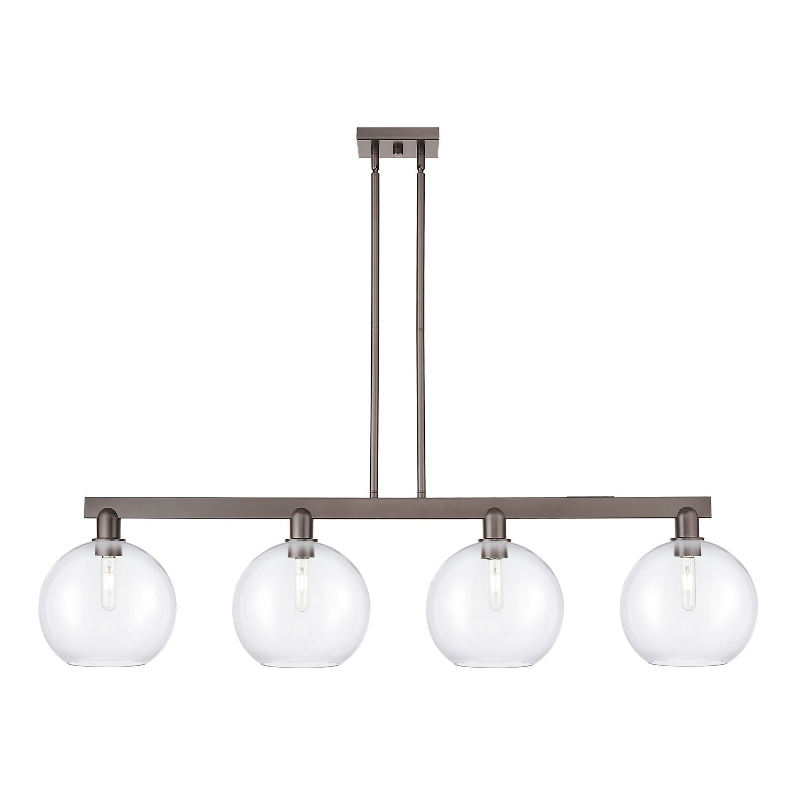 Innovations Athens 53in 4-Light Island Light | Industrial Oil Rubbed Bronze Steel and Clear Glass | Kitchen Island & Dining Room | Model 716-4I-OB-G122-10