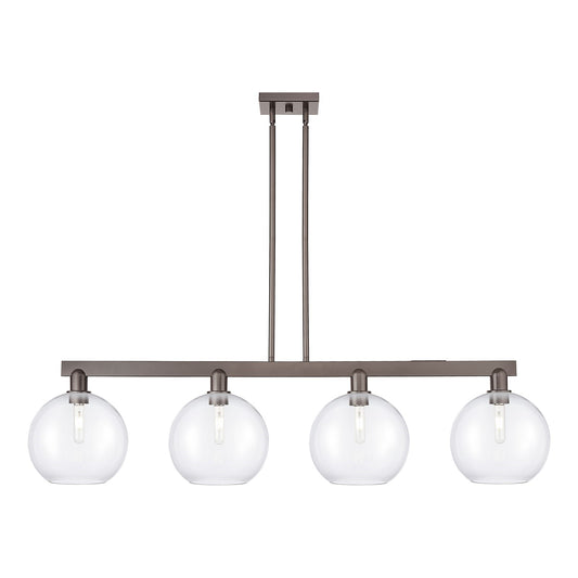 Innovations Athens 53in 4-Light Island Light | Industrial Oil Rubbed Bronze Steel and Clear Glass | Kitchen Island & Dining Room | Model 716-4I-OB-G122-10