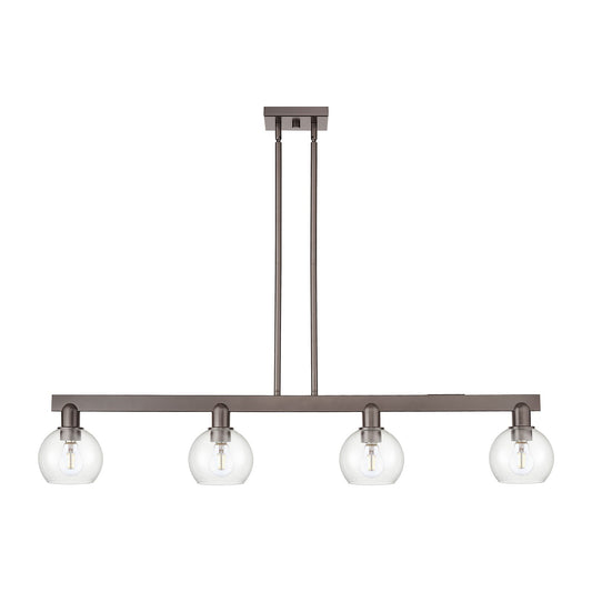 Innovations Athens 49in 4-Light Island Light | Industrial Oil Rubbed Bronze Steel and Clear Glass | Kitchen Island & Dining Room | Model 716-4I-OB-G122-6