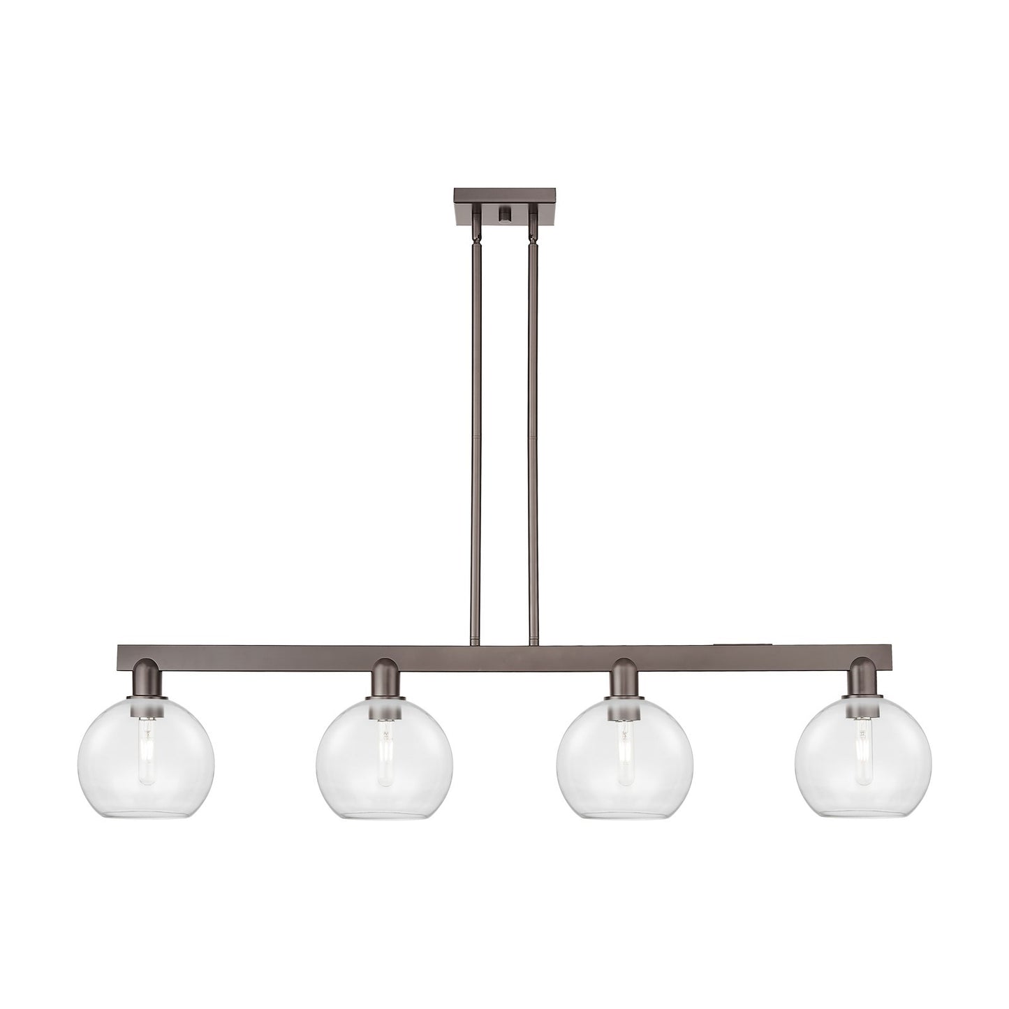 Innovations Athens 51in 4-Light Island Light | Industrial Oil Rubbed Bronze Steel and Clear Glass | Kitchen Island & Dining Room | Model 716-4I-OB-G122-8