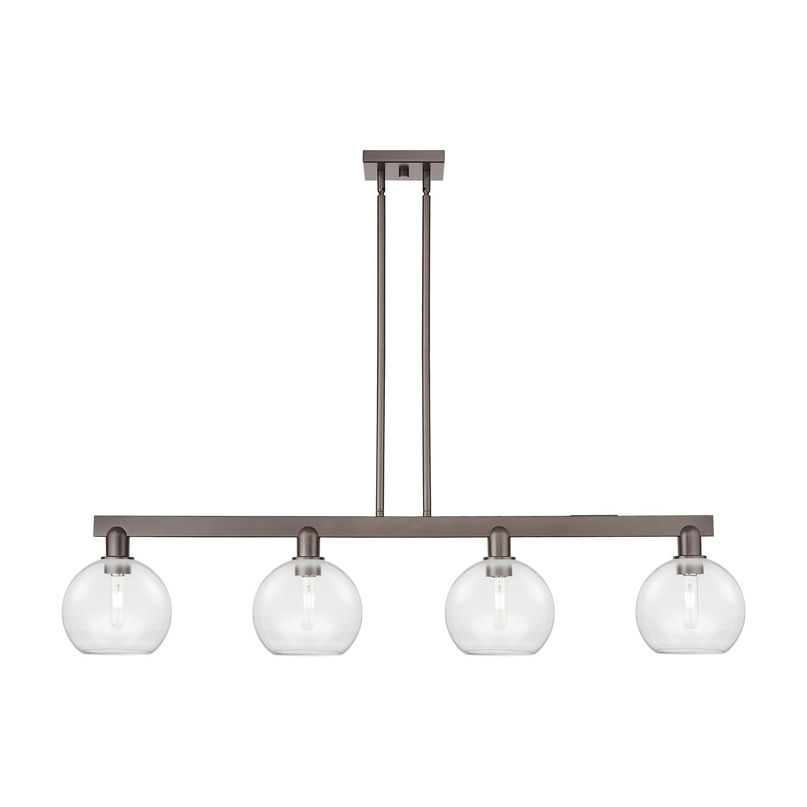 Innovations Athens 51in 4-Light Island Light | Industrial Oil Rubbed Bronze Steel and Clear Glass | Kitchen Island & Dining Room | Model 716-4I-OB-G122-8