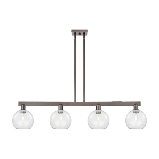 Innovations Athens 51in 4-Light Island Light | Industrial Oil Rubbed Bronze Steel and Clear Glass | Kitchen Island & Dining Room | Model 716-4I-OB-G122-8