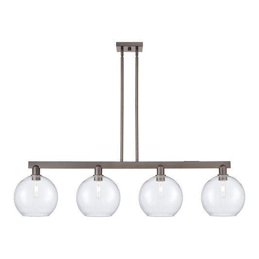 Innovations Athens 53in 4-Light Island Light | Industrial Oil Rubbed Bronze Steel and Seedy Glass | Kitchen Island & Dining Room | Model 716-4I-OB-G124-10
