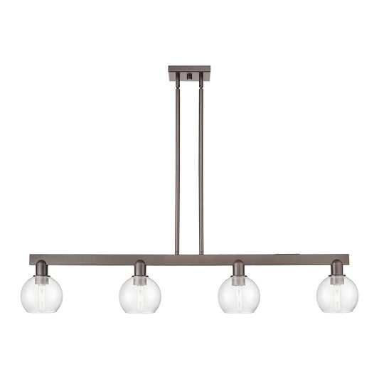 Innovations Athens 49in 4-Light Island Light | Industrial Oil Rubbed Bronze Steel and Seedy Glass | Kitchen Island & Dining Room | Model 716-4I-OB-G124-6