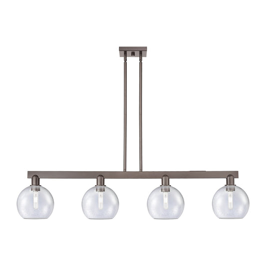 Innovations Athens 51in 4-Light Island Light | Industrial Oil Rubbed Bronze Steel and Seedy Glass | Kitchen Island & Dining Room | Model 716-4I-OB-G124-8