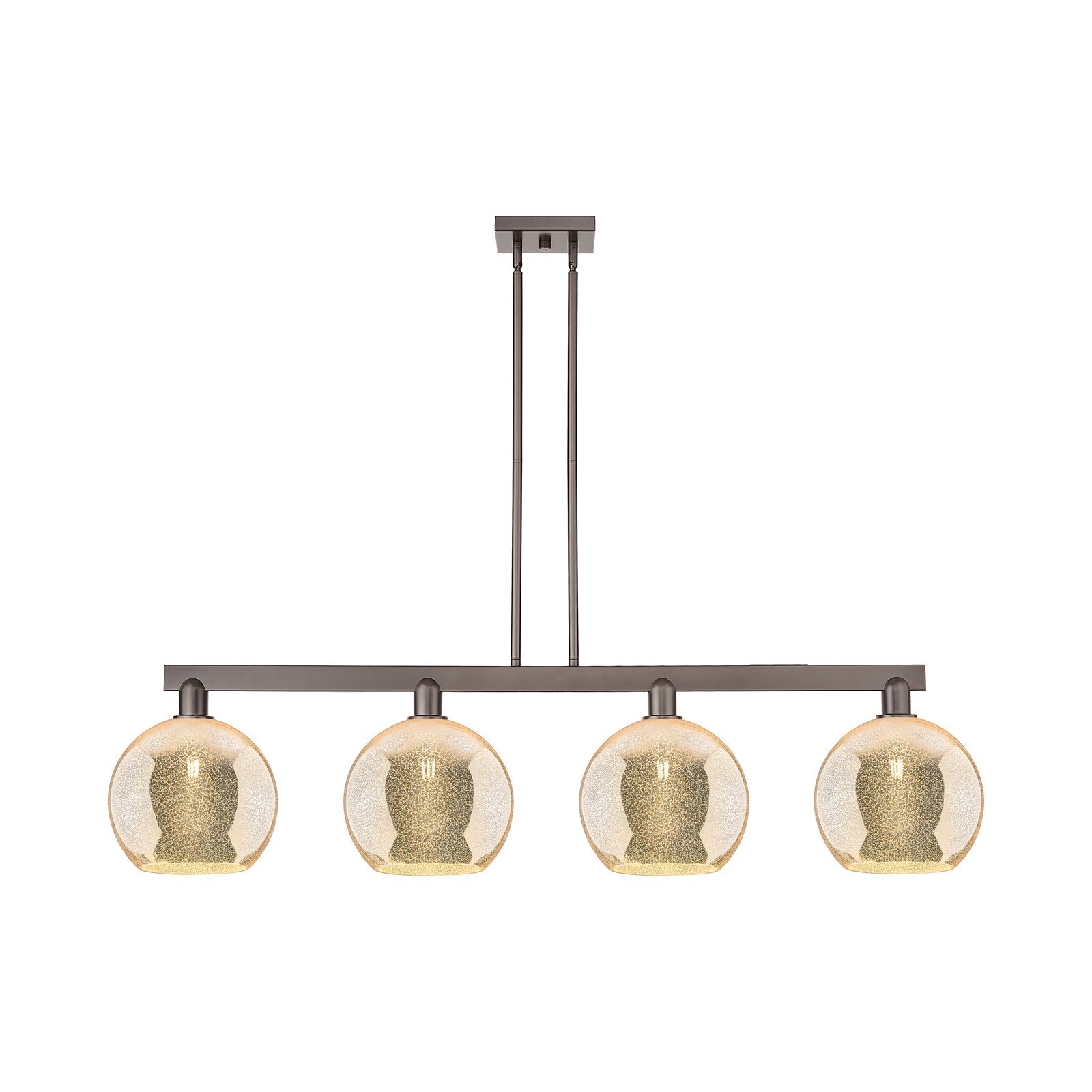 Innovations Athens 53in 4-Light Island Light | Industrial Oil Rubbed Bronze Steel and Mercury Glass | Kitchen Island & Dining | Model 716-4I-OB-G128-10