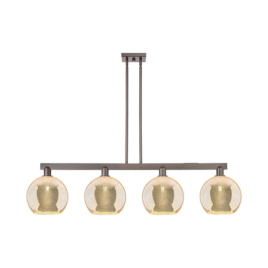 Innovations Athens 53in 4-Light Island Light | Industrial Oil Rubbed Bronze Steel and Mercury Glass | Kitchen Island & Dining | Model 716-4I-OB-G128-10