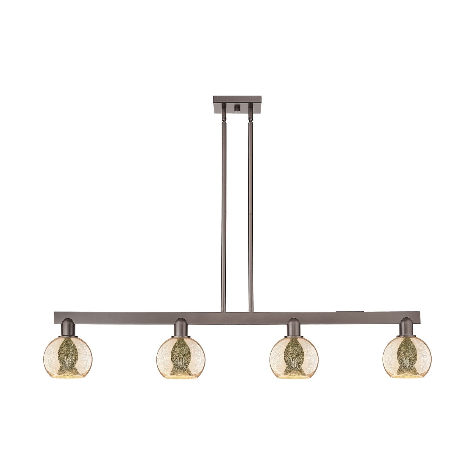 Innovations Athens 49in 4-Light Island Light | Industrial Oil Rubbed Bronze Steel and Mercury Glass | Kitchen Island & Dining | Model 716-4I-OB-G128-6