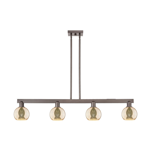 Innovations Athens 49in 4-Light Island Light | Industrial Oil Rubbed Bronze Steel and Mercury Glass | Kitchen Island & Dining | Model 716-4I-OB-G128-6