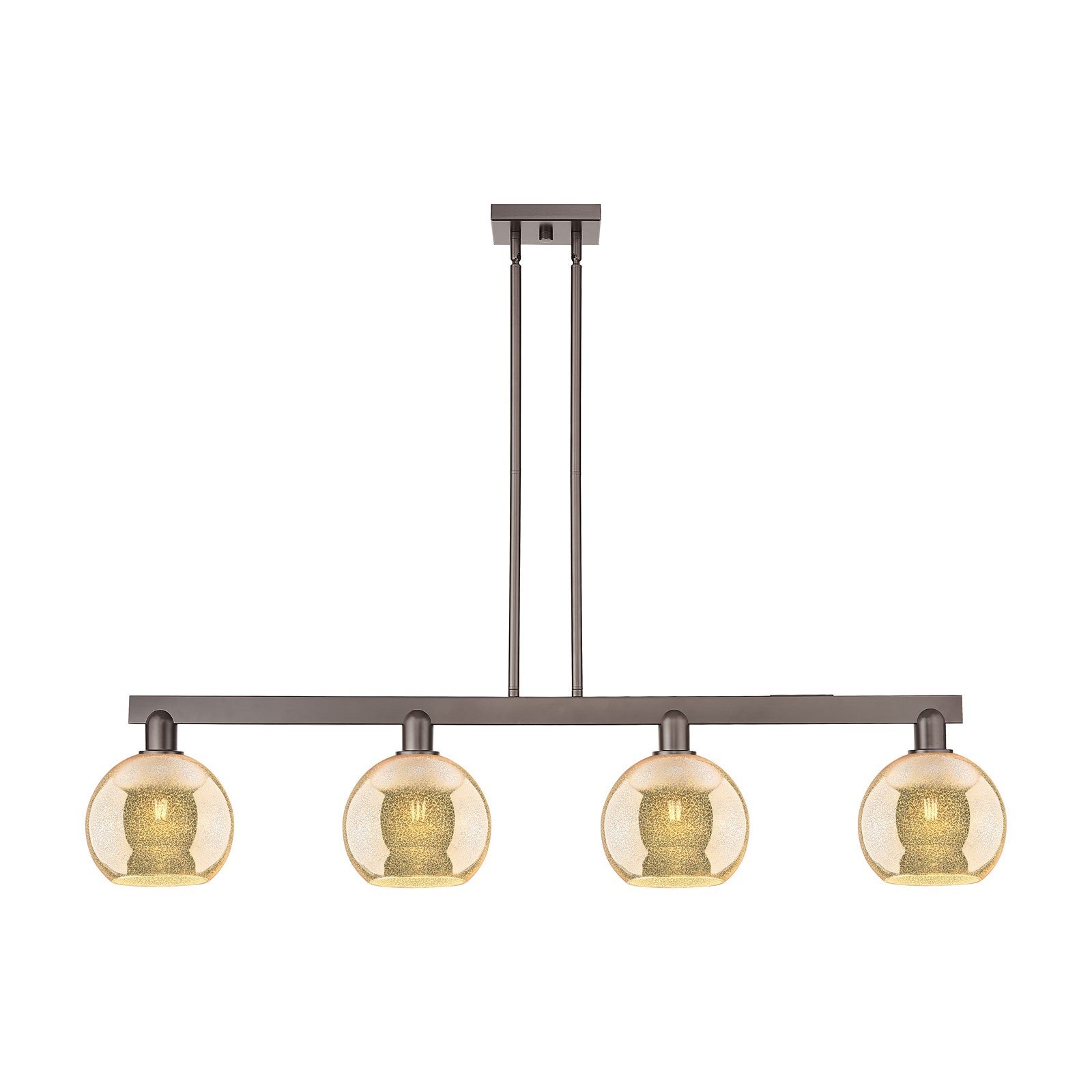 Innovations Athens 51in 4-Light Island Light | Industrial Oil Rubbed Bronze Steel and Mercury Glass | Kitchen Island & Dining | Model 716-4I-OB-G128-8