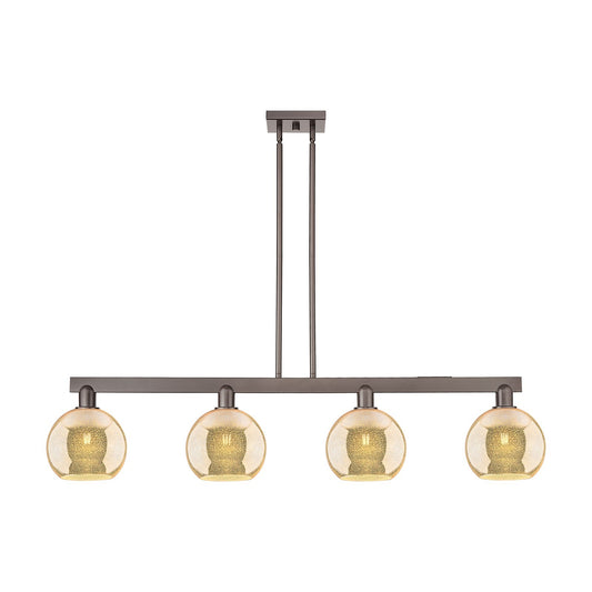 Innovations Athens 51in 4-Light Island Light | Industrial Oil Rubbed Bronze Steel and Mercury Glass | Kitchen Island & Dining | Model 716-4I-OB-G128-8