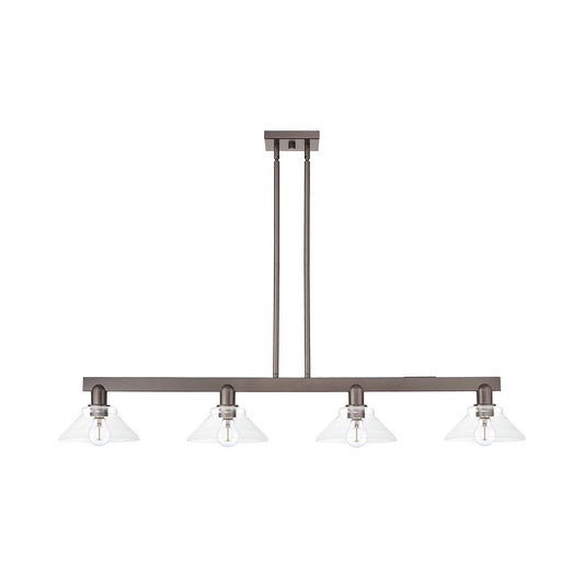 Innovations Orwell 51in 4-Light Island Light | Industrial Oil Rubbed Bronze and Clear Glass | Kitchen Island & Dining Room | Model 716-4I-OB-G132