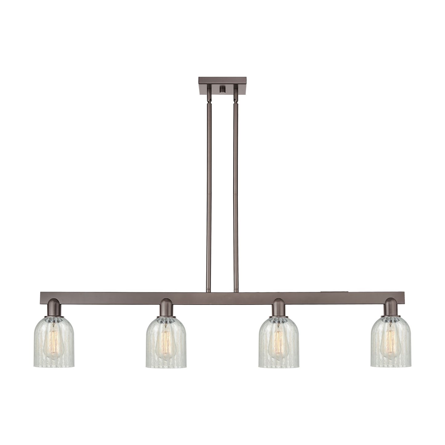 Innovations Caledonia 48in 4-Light Island Light | Industrial Oil Rubbed Bronze Steel and Mouchette Glass | Kitchen Island & Dining | Model 716-4I-OB-G2511
