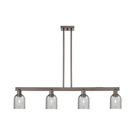 Innovations Caledonia 48in 4-Light Island Light | Industrial Oil Rubbed Bronze Steel and Charcoal Glass | Kitchen Island & Dining | Model 716-4I-OB-G257