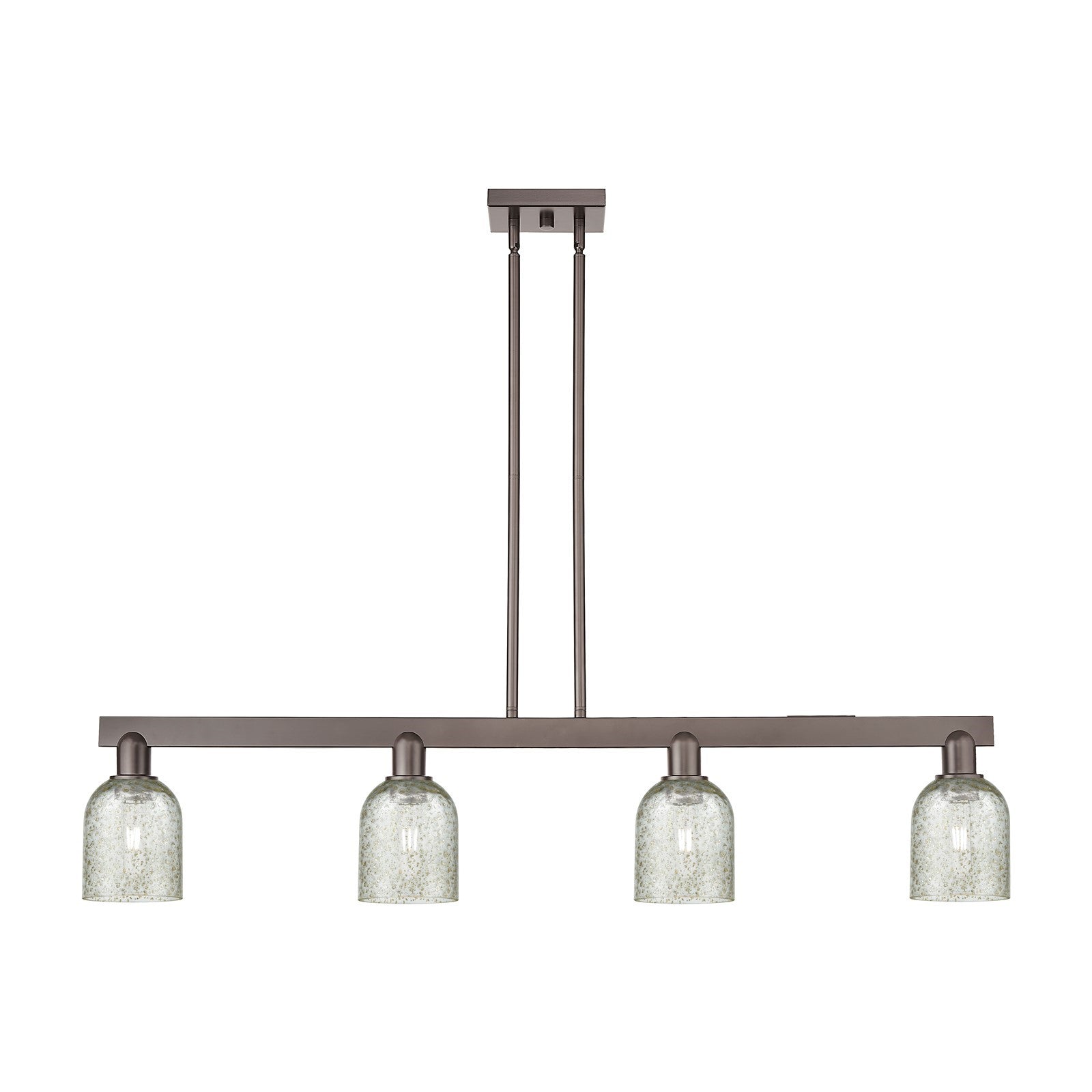 Innovations Caledonia 48in 4-Light Island Light | Industrial Oil Rubbed Bronze Steel and Mica Glass | Kitchen Island | Model 716-4I-OB-G259