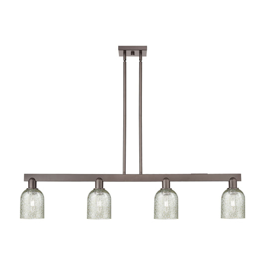 Innovations Caledonia 48in 4-Light Island Light | Industrial Oil Rubbed Bronze Steel and Mica Glass | Kitchen Island | Model 716-4I-OB-G259