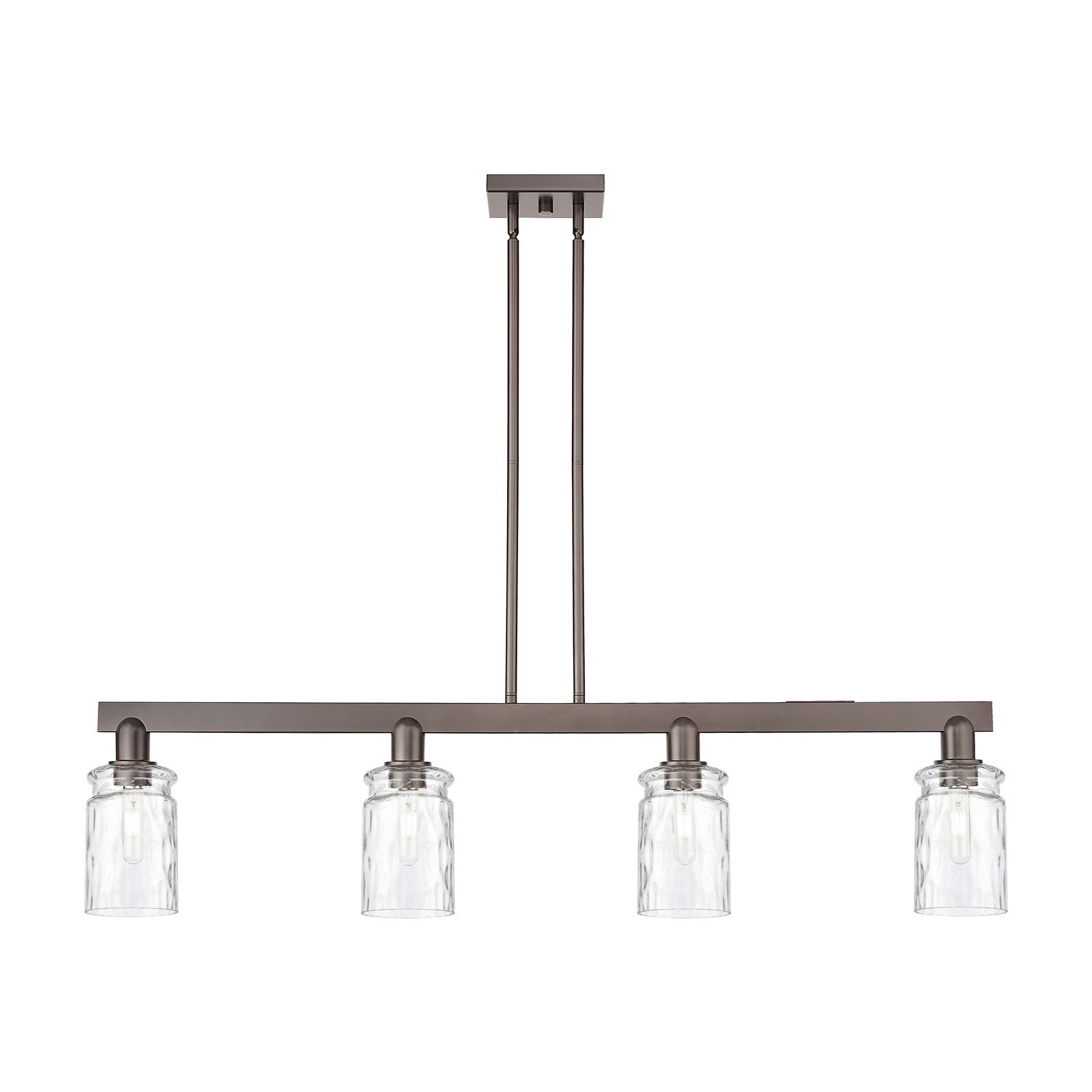 Innovations Candor 48in 4-Light Island Light | Industrial Oil Rubbed Bronze Steel and Clear Waterglass Glass | Kitchen Island | Model 716-4I-OB-G352
